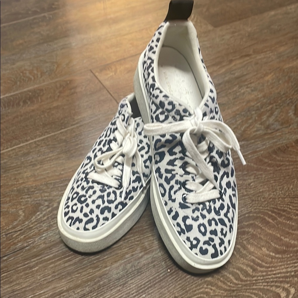 Via Spiga Black and White Leopard Sneakers